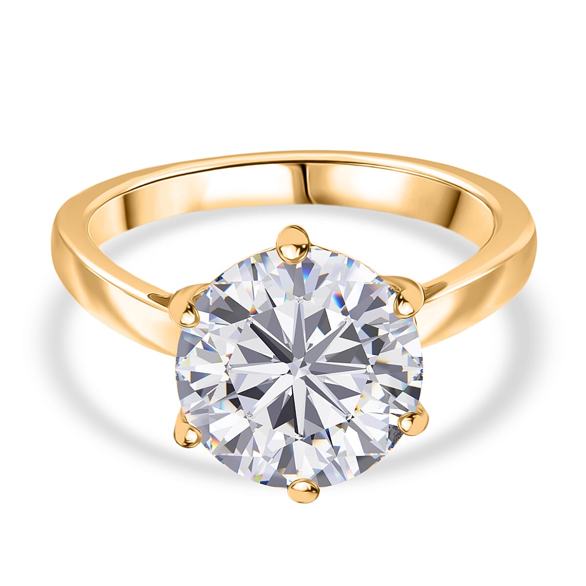 3 Ct. Moissanite Solitaire Ring in 18K Yellow Gold Sterling Silver