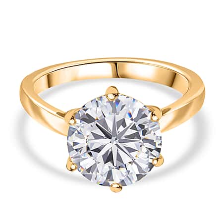 3 Ct. Moissanite Solitaire Ring in 18K Yellow Gold Sterling Silver