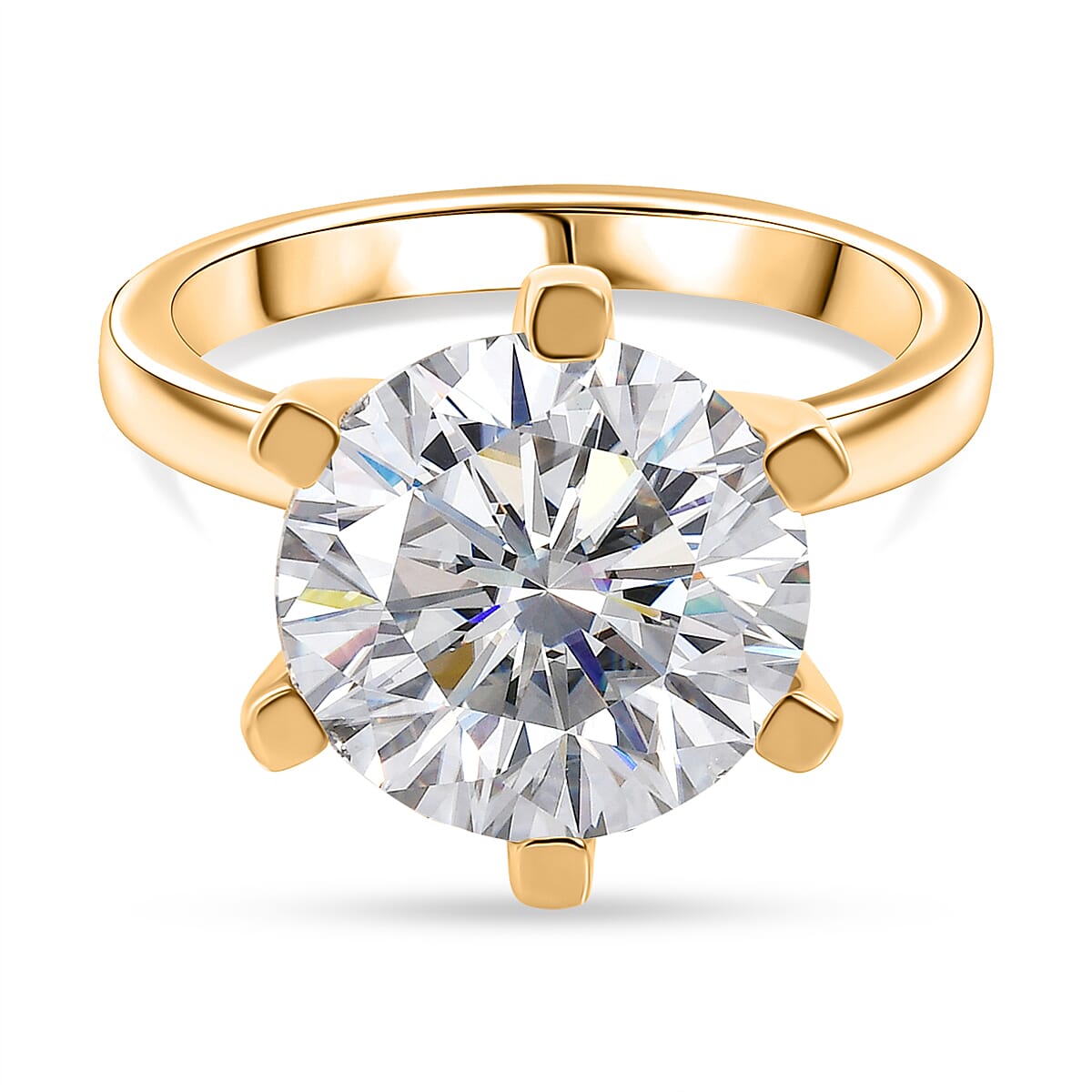 D'Joy Moissanite Solitaire Ring in 18K YG VermeilSterling Silver  5.275  Ct.