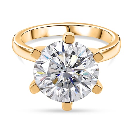 D'Joy Moissanite Solitaire Ring in 18K YG VermeilSterling Silver  5.275  Ct.