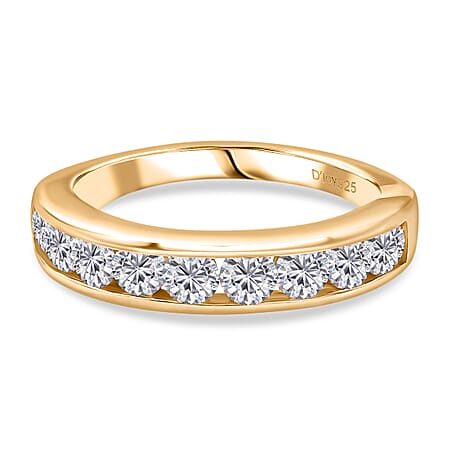 0.9 Ct. Moissanite Half-Eternity Ring in 18K Yellow Gold Sterling Silver