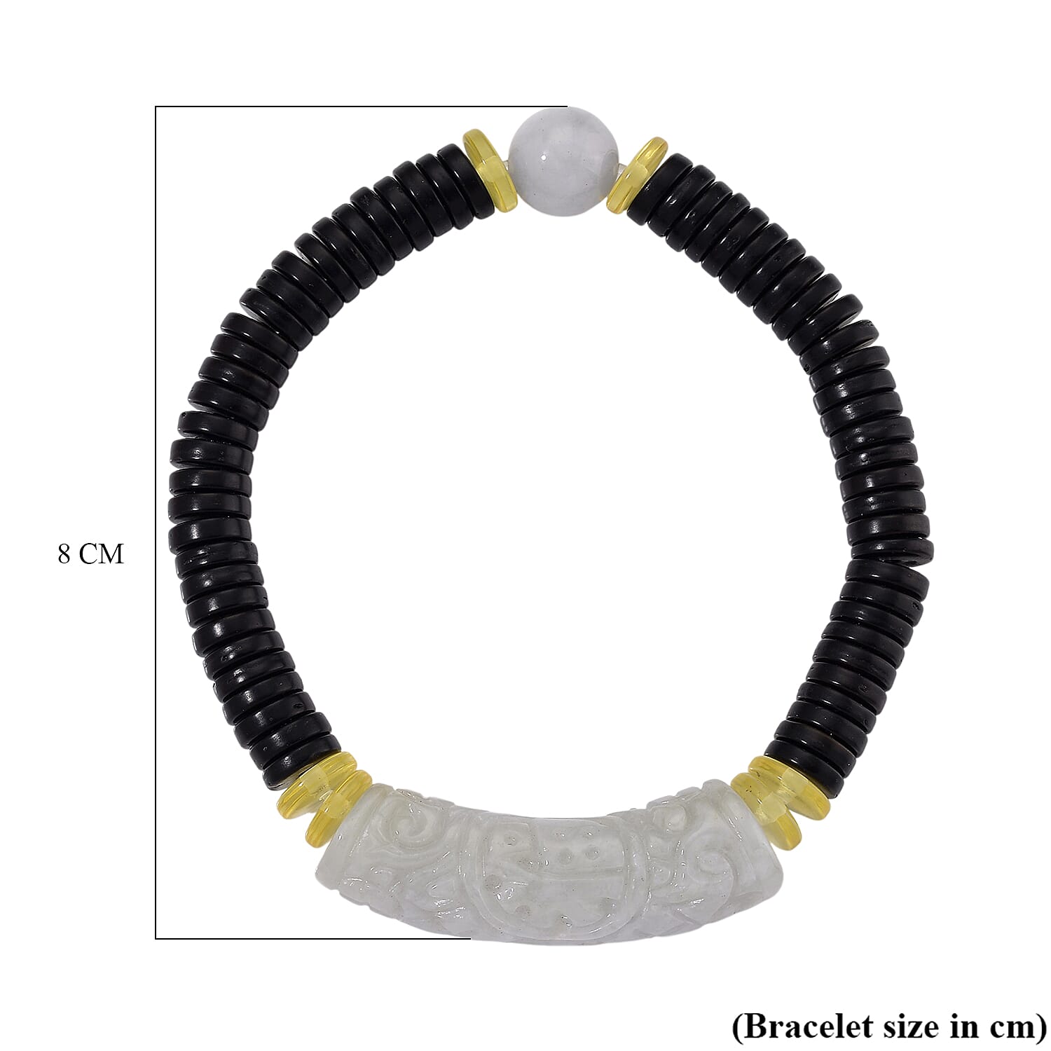 White Jade, Amber, Coconut Shell Stone Bracelet  115.000  Ct.