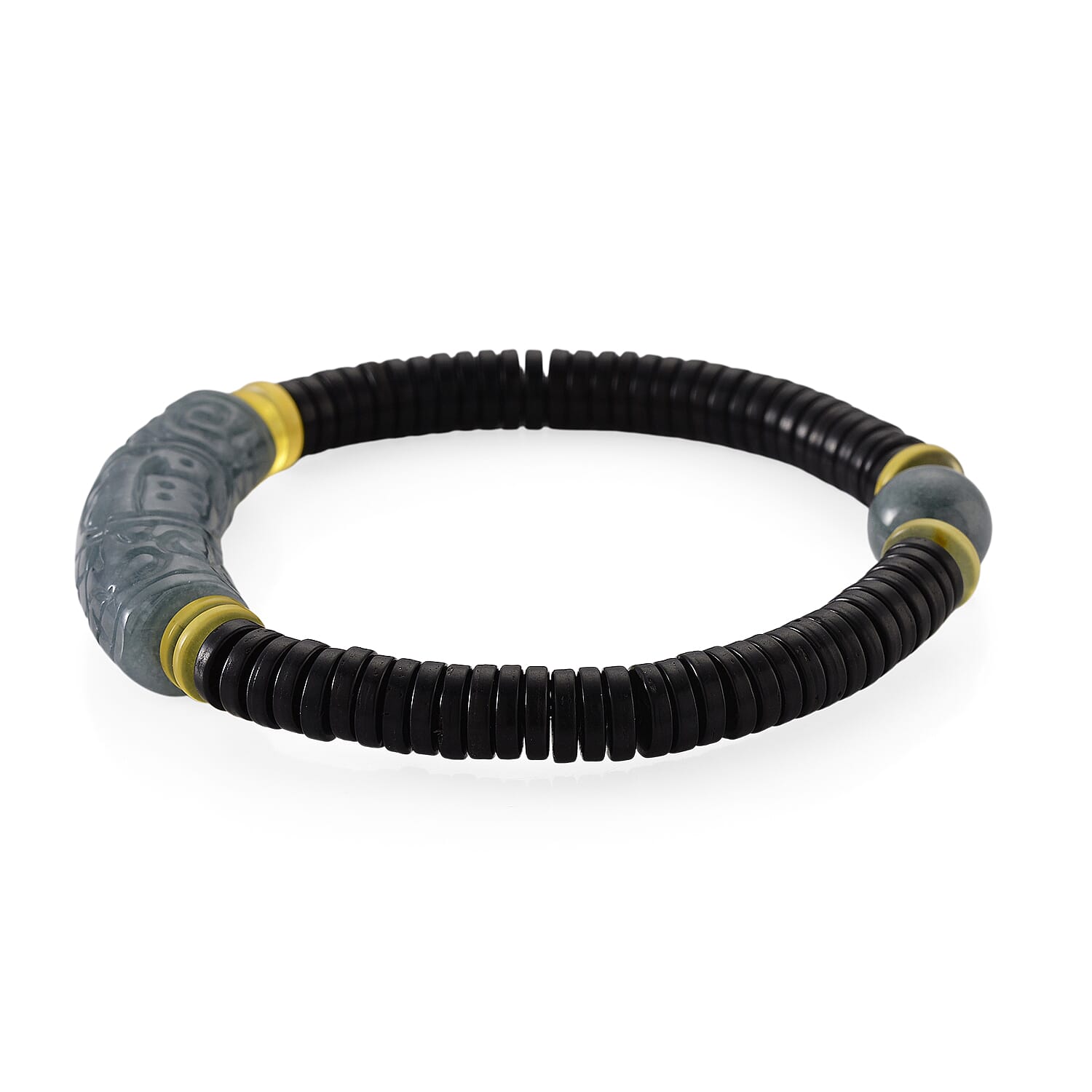 Natural Jade, Amber, Coconut Shell Stone Bracelet  115.000  Ct.