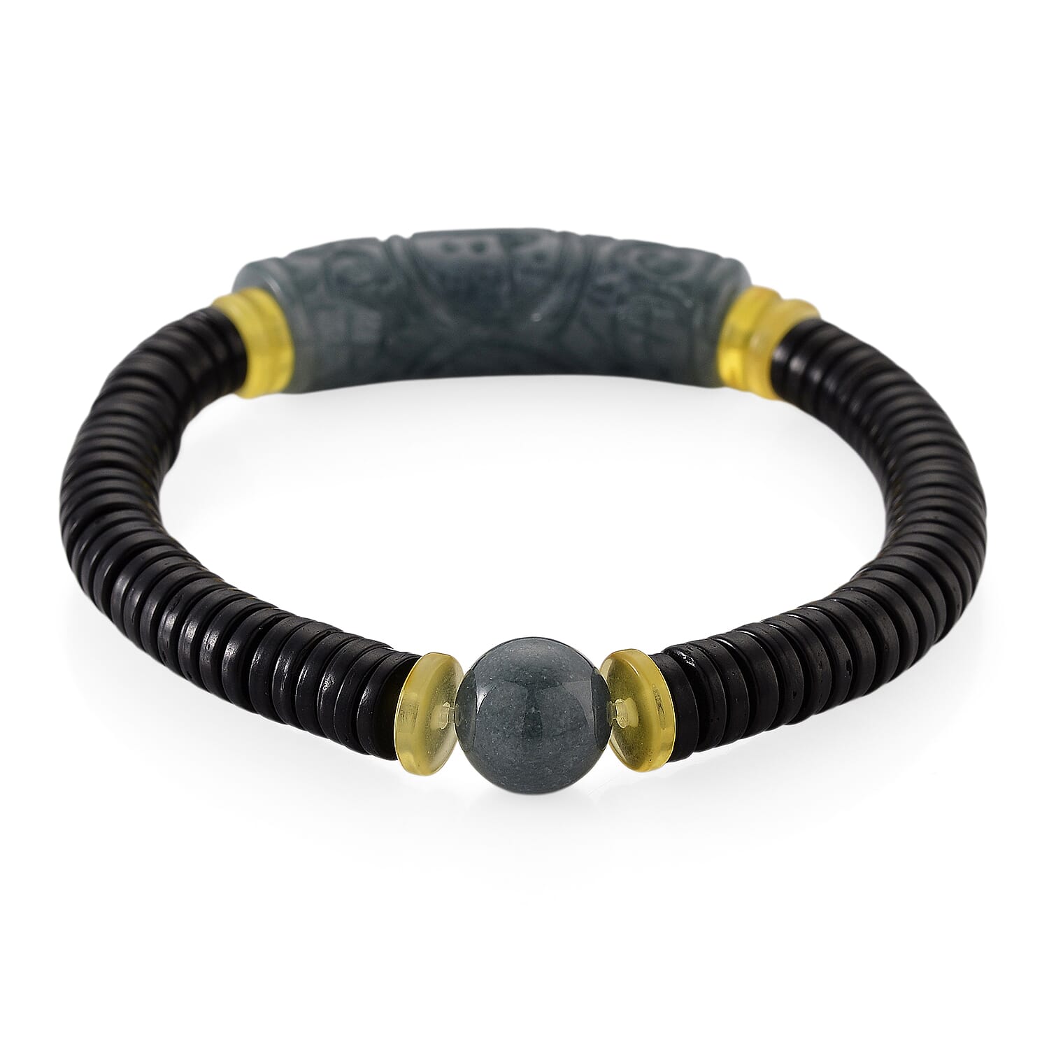 Natural Jade, Amber, Coconut Shell Stone Bracelet  115.000  Ct.