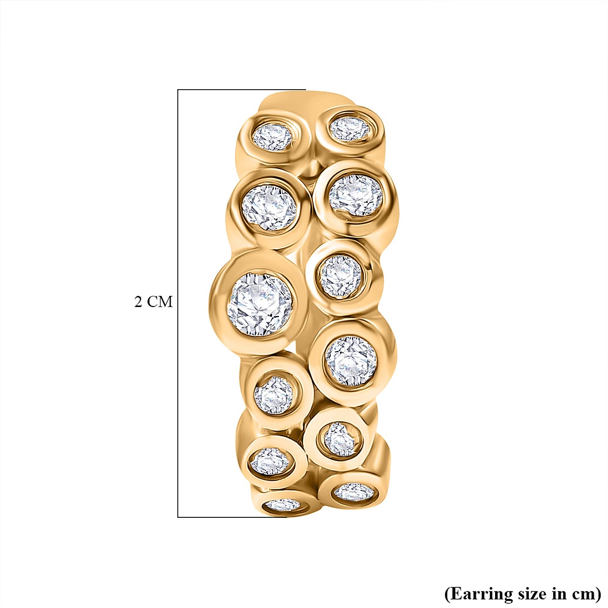 D'Joy Moissanite J Hoop Half Hoop Earring in 18K YG PlatingSterling Silver, Silver Wt.5.5 Gms  1.040  Ct.