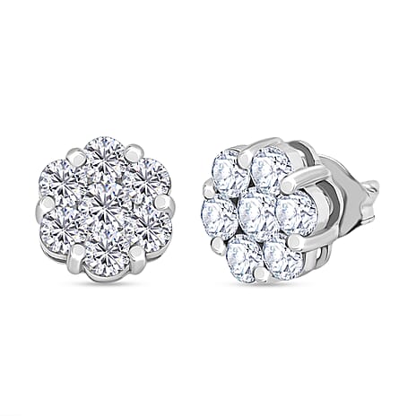 D'Joy Moissanite Floral Earring in Rhodium OverlaySterling Silver  0.326  Ct.