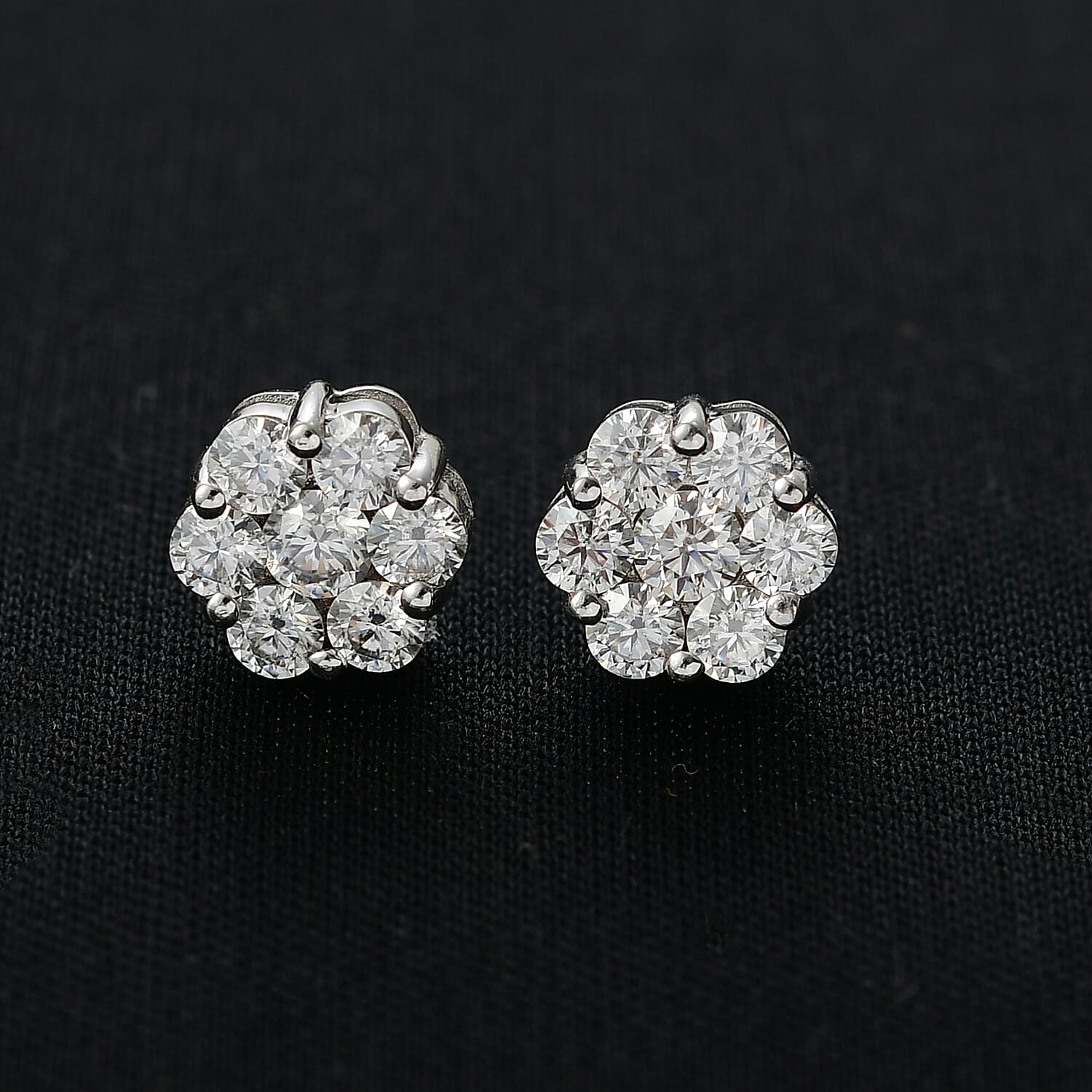 D'Joy Moissanite Floral Earring in Rhodium OverlaySterling Silver  0.326  Ct.