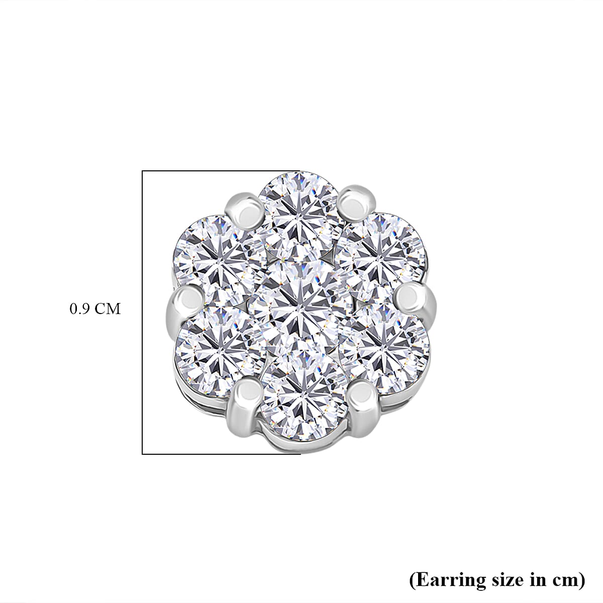 D'Joy Moissanite Floral Earring in Rhodium OverlaySterling Silver  0.326  Ct.