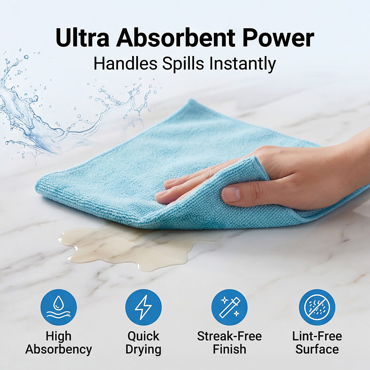 Tear-Away Microfiber Cleaning Cloths on a Roll - 30 Reusable (30 x 30cm) Sheets, Non-Scratch Multi-Surface Towels - Light Green