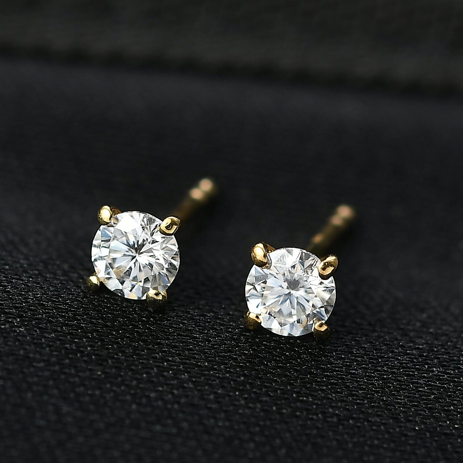 D'Joy Moissanite Earring in 18K Yellow Gold Plating Sterling Silver