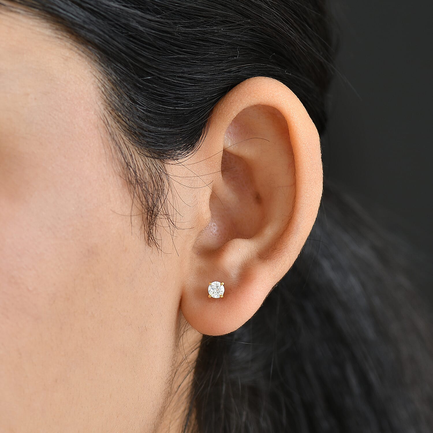 D'Joy Moissanite Earring in 18K Yellow Gold Plating Sterling Silver