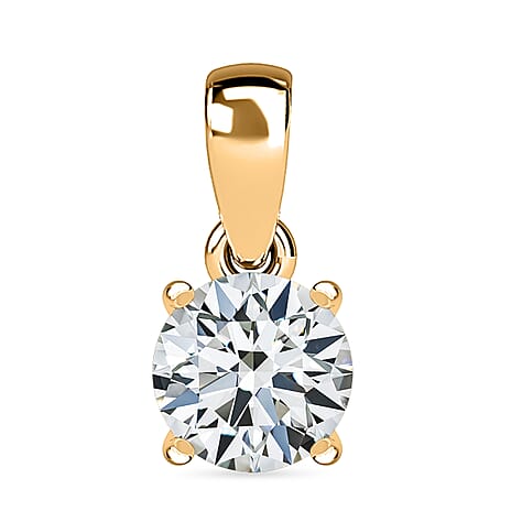 D'Joy Moissanite Solitaire Pendant in 18K Yellow Gold Plating Sterling Silver 1.00 Ct.
