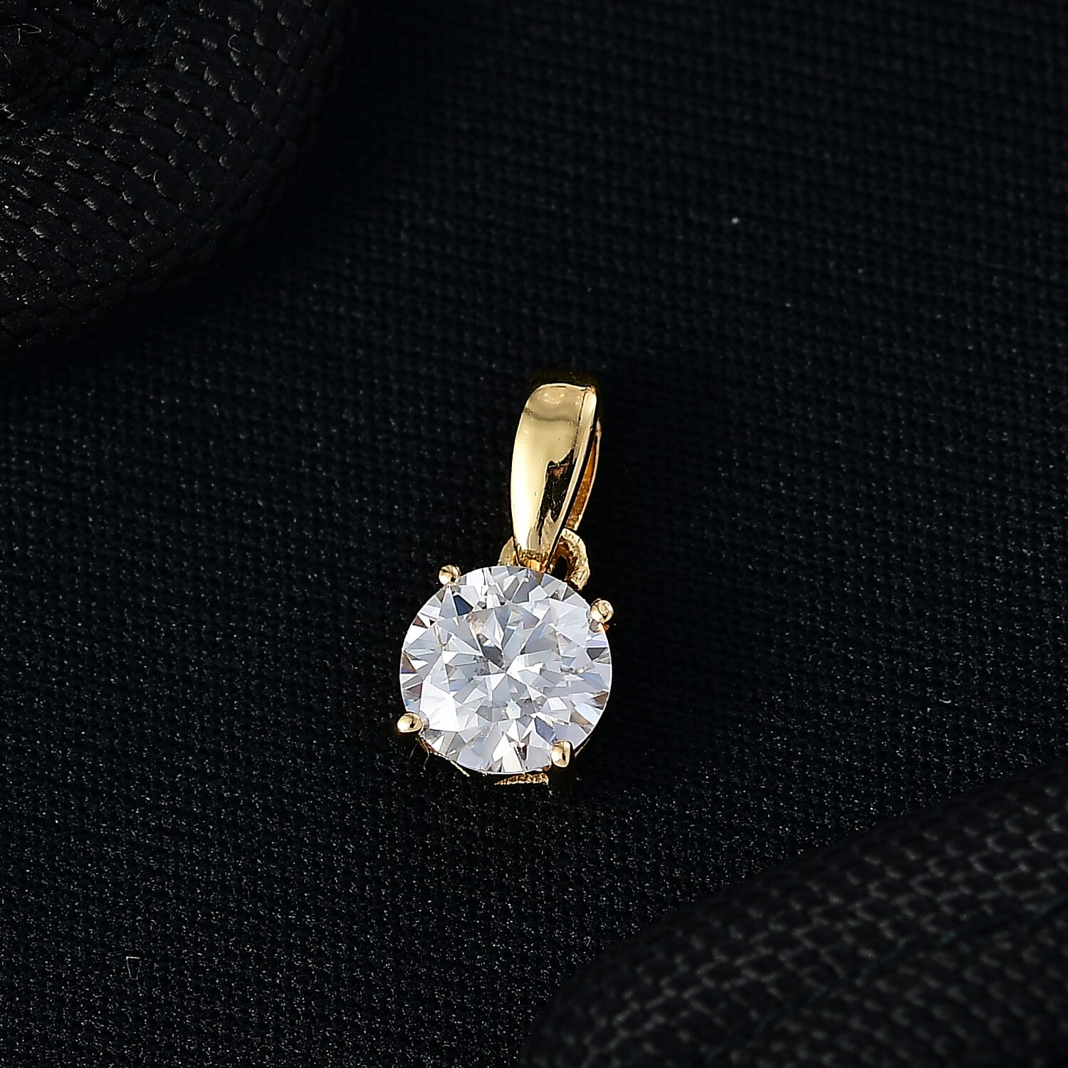 D'Joy Moissanite Solitaire Pendant in 18K Yellow Gold Plating Sterling Silver 1.00 Ct.