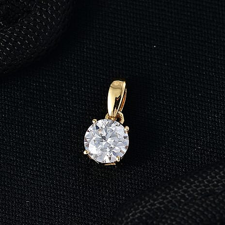 D'Joy Moissanite Solitaire Pendant in 18K Yellow Gold Plating Sterling Silver 1.00 Ct.
