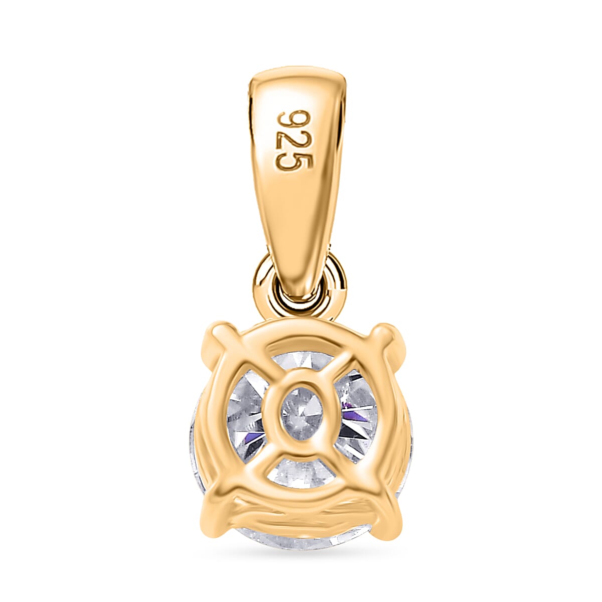 D'Joy Moissanite Solitaire Pendant in 18K Yellow Gold Plating Sterling Silver 1.00 Ct.