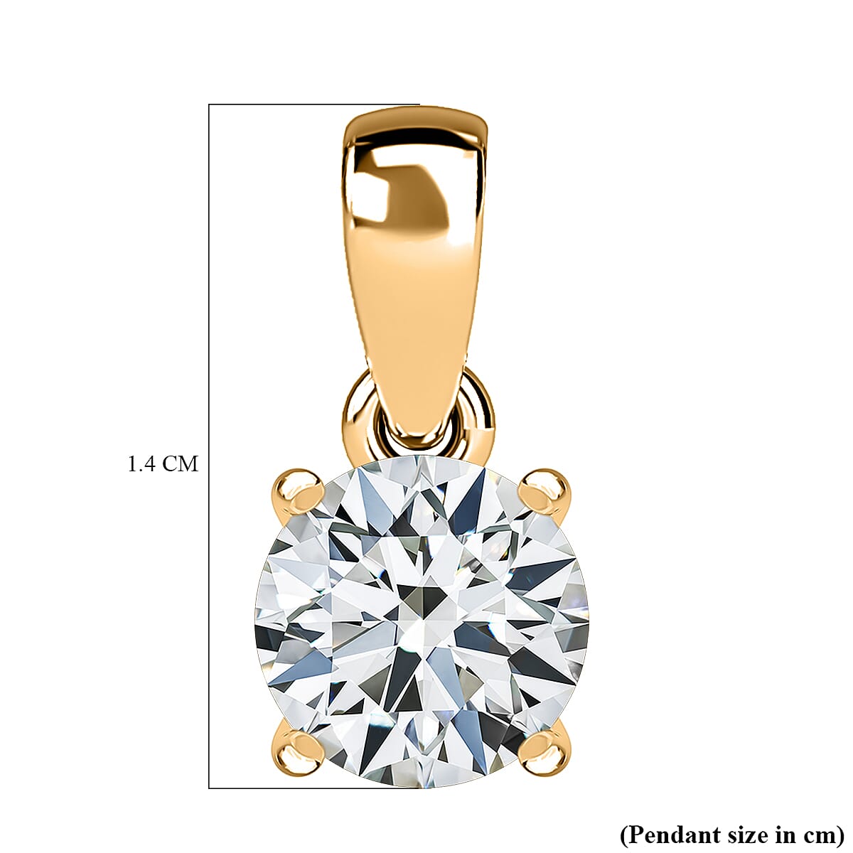D'Joy Moissanite Solitaire Pendant in 18K Yellow Gold Plating Sterling Silver 1.00 Ct.