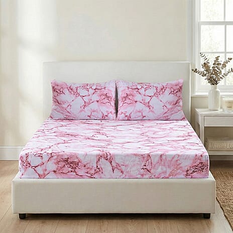 LIVMORE Set of 3 Polyester Sheet Set - Double Pink