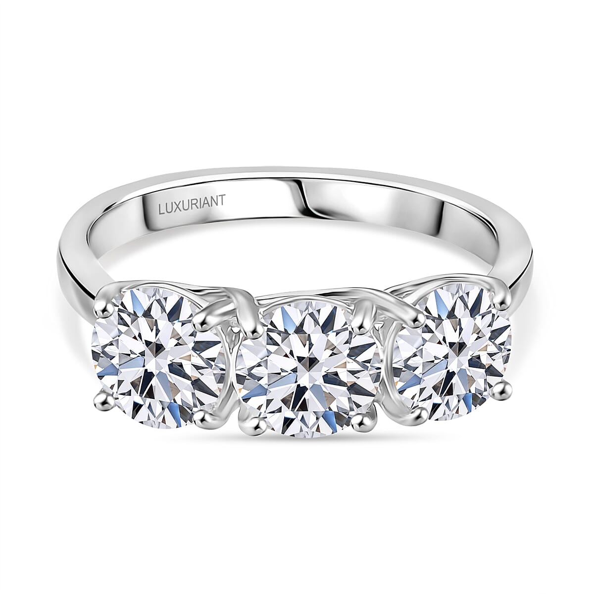 BLACK FRIDAY PREVIEW - Luxuriant 950 Platinum SGL Certified Lab Grown Diamond (VS-EF) Trilogy Ring 3.09 Ct, Platinum Wt. 4.89 Gms.