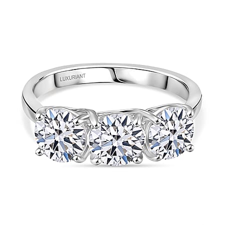 LUXURIANT 3 Ct. Lab Grown Diamond Trilogy Ring in 950 Platinum, SGL Certified (VS-EF)
