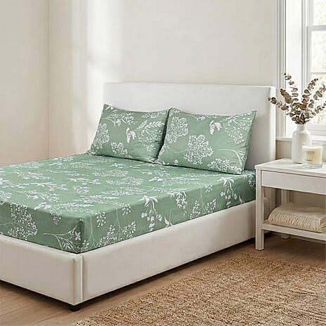 LIVMORE Set of 3 Printed  Sheet Set - Double Green