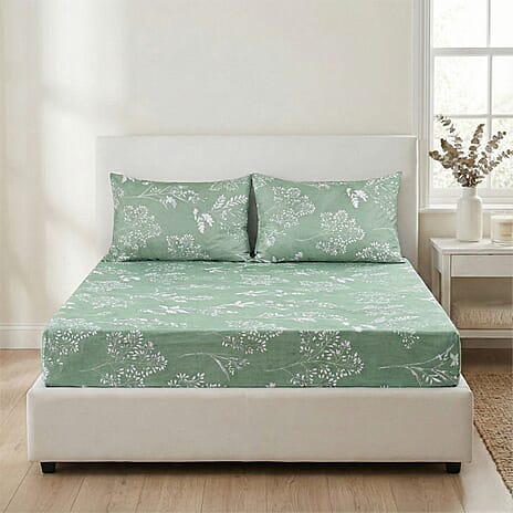 LIVMORE Set of 3 Printed  Sheet Set - Double Green