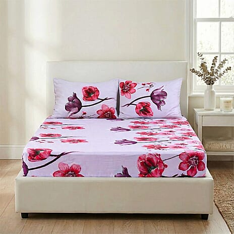 LIVMORE Set of 3 Printed Polyester Sheet Set - King White