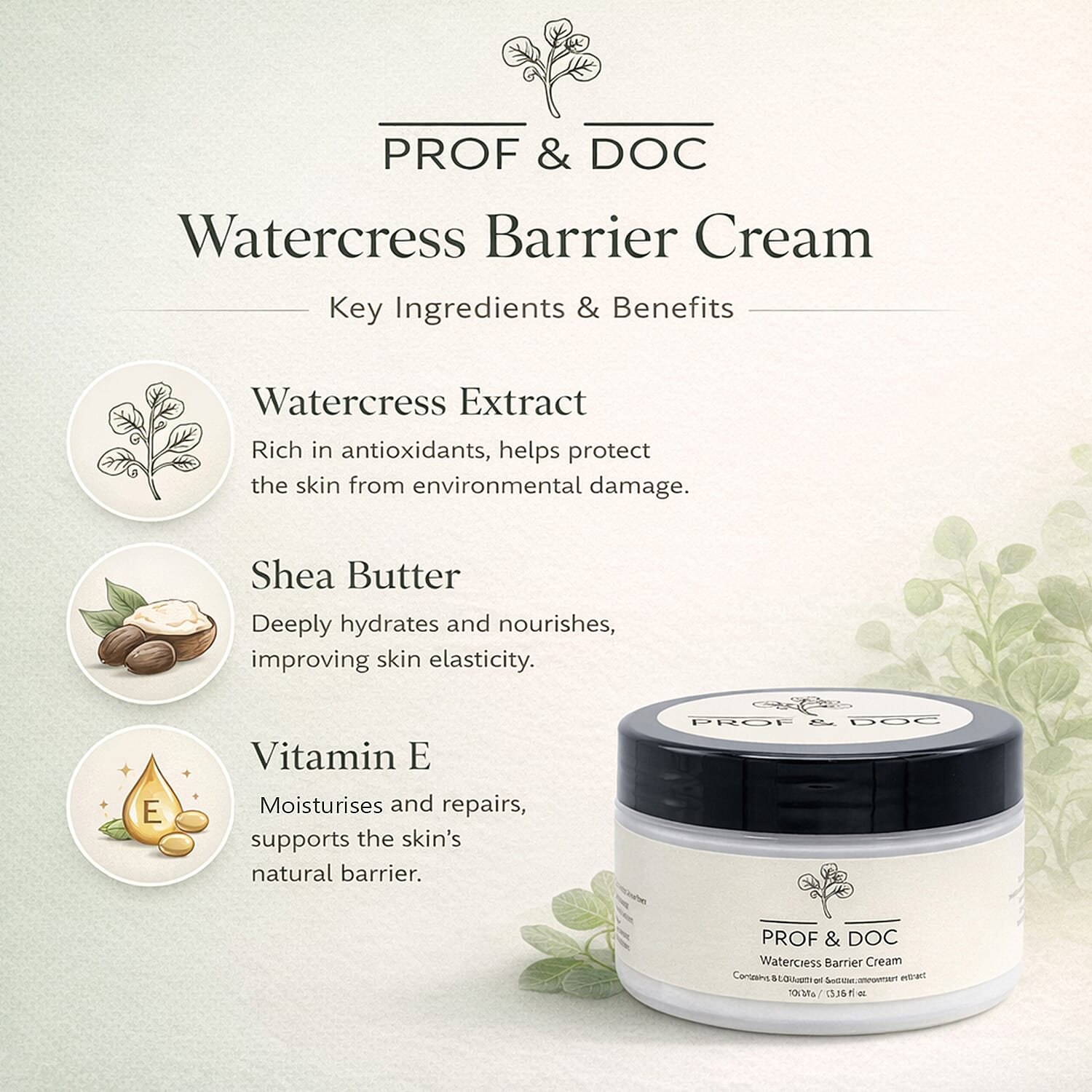 Prof & Doc Watercress Barrier Cream - 100ml