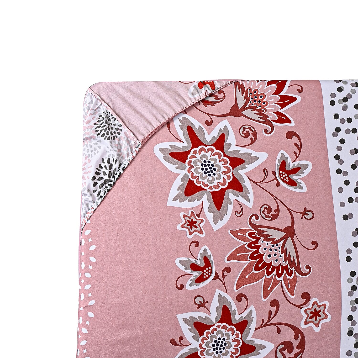 LIVMORE 3-Piece Set - Floral Print Fitted Sheet with Two Matching Pillowcases
