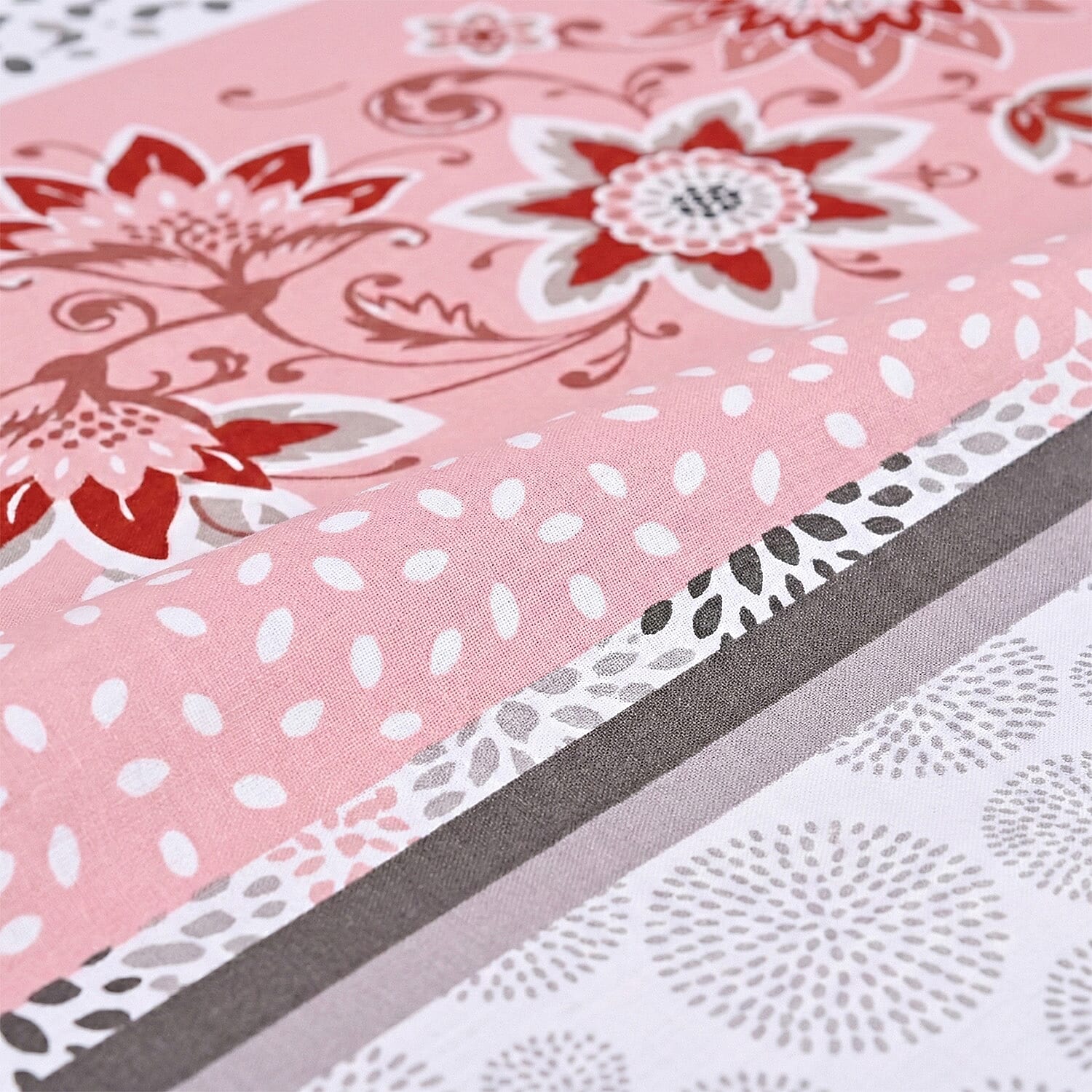 LIVMORE 3-Piece Set - Floral Print Fitted Sheet with Two Matching Pillowcases