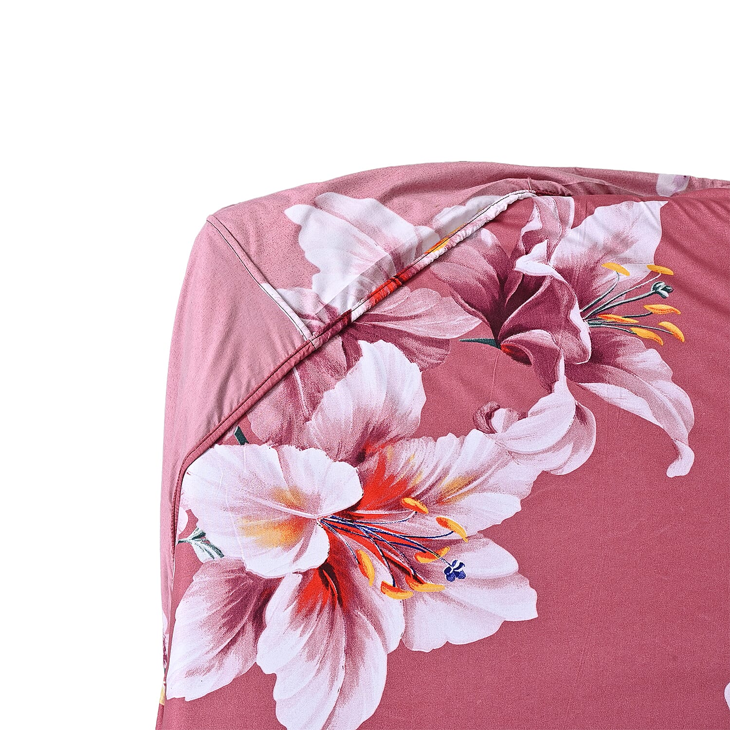 LIVMORE 3-Piece Set - Floral Print Fitted Sheet with Two Matching Pillowcases