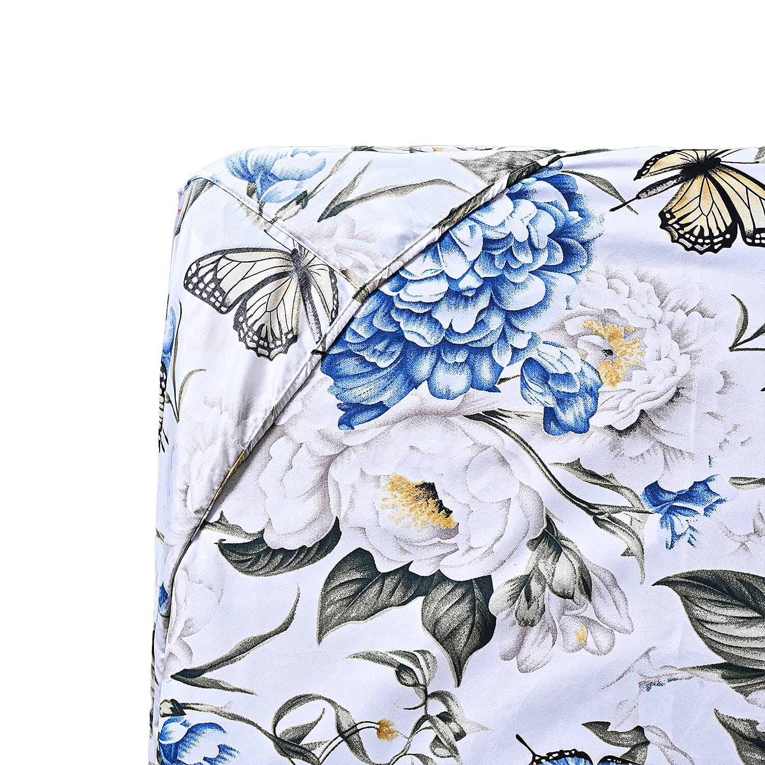 LIVMORE 3-Piece Set - Floral Print Fitted Sheet with Two Matching Pillowcases