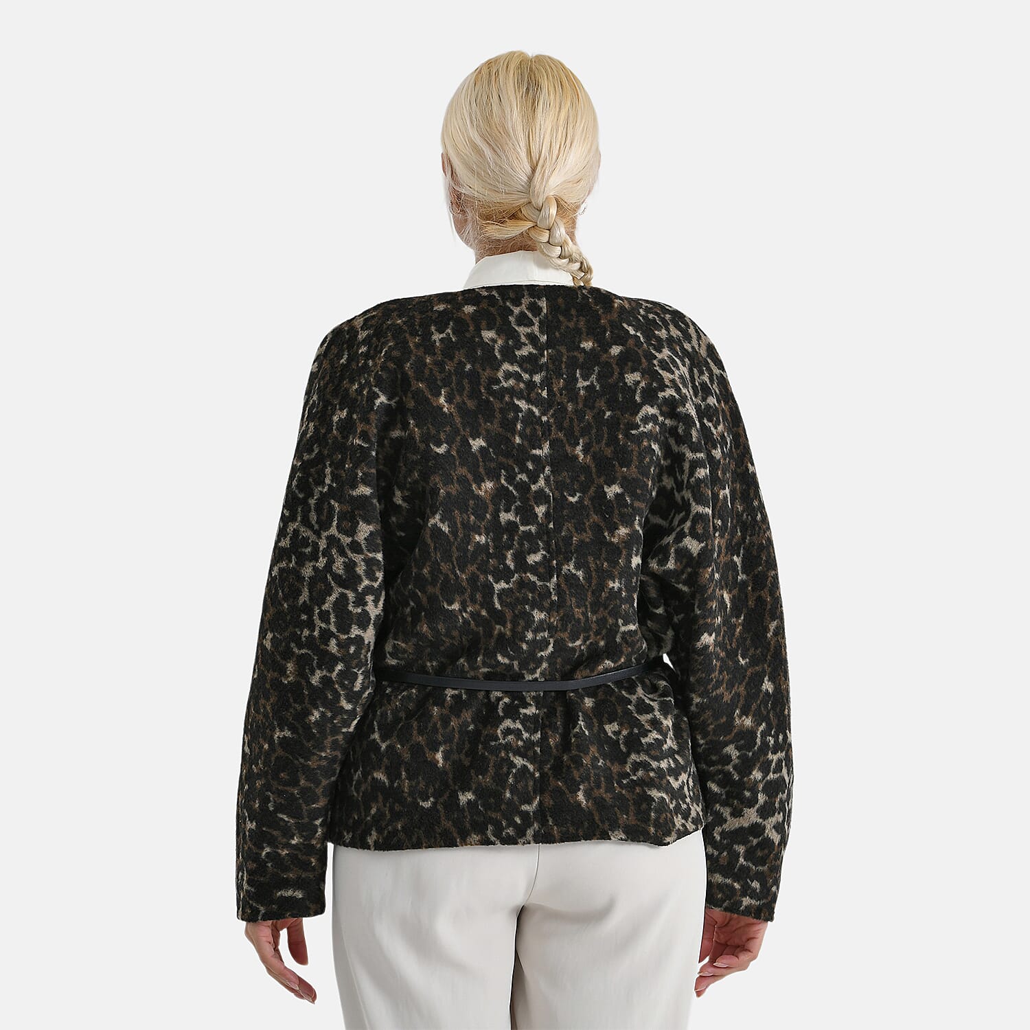 Valissiere Leopard Print Coat with Belt (One Size) - Black