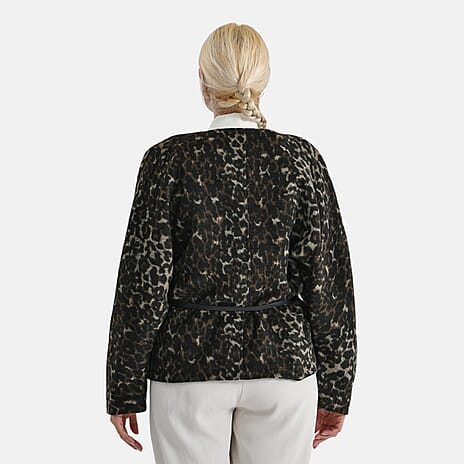 Valissiere Leopard Print Coat with Belt (One Size) - Black