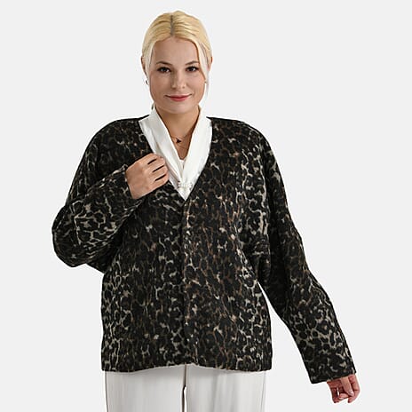 Valissiere Leopard Print Coat with Belt (One Size) - Black