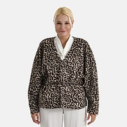 Valissiere Leopard Print Coat with Belt (One Size) - Brown