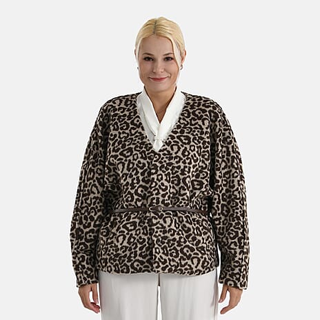 Valissiere Leopard Print Coat with Belt (One Size) - Brown