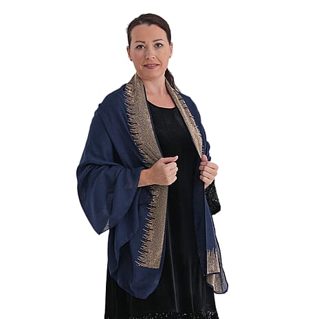 Limited Collection Sparkling Sequin Evening Scarf (70 x 180 cm) - Black