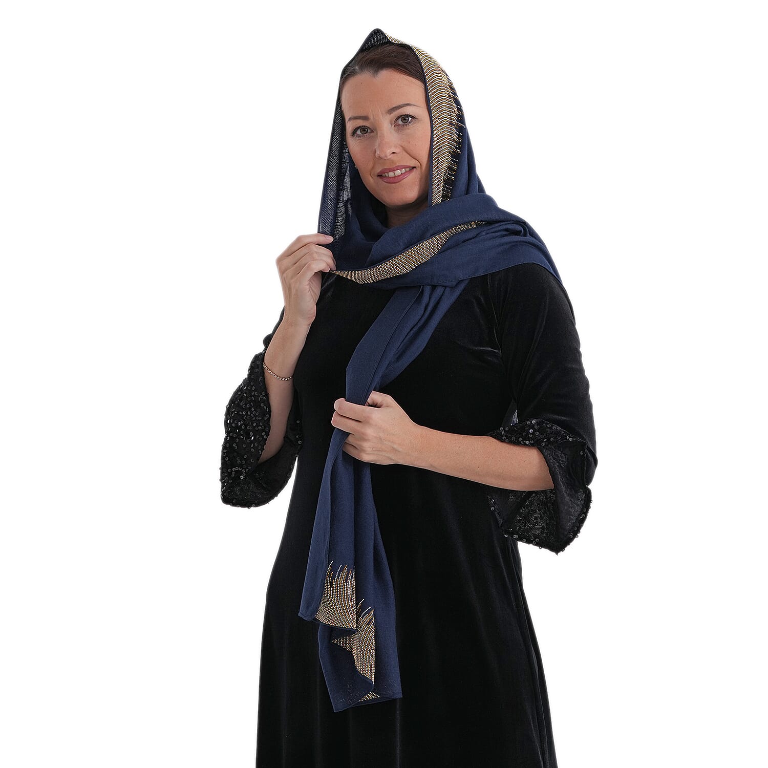 Limited Collection Sparkling Sequin Evening Shawl (70 x 180 cm) - Black