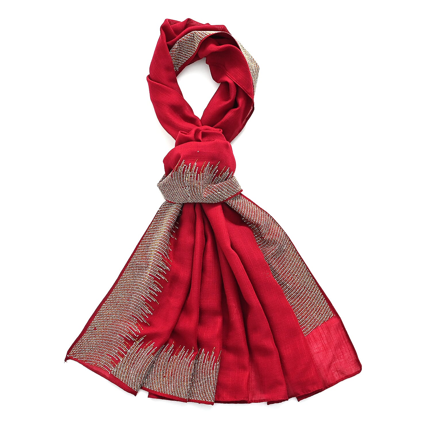 Limited Collection Sparkling Sequin Evening Shawl (70 x 180 cm) - Red