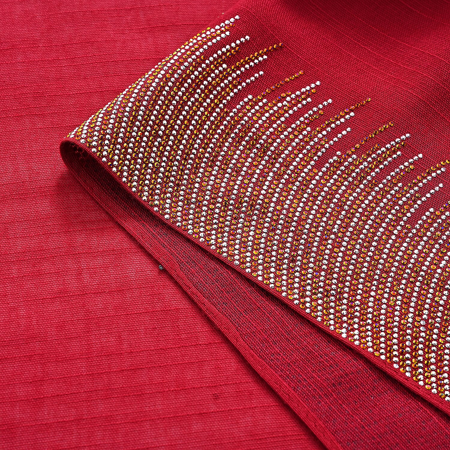 Limited Collection Sparkling Sequin Evening Shawl (70 x 180 cm) - Red