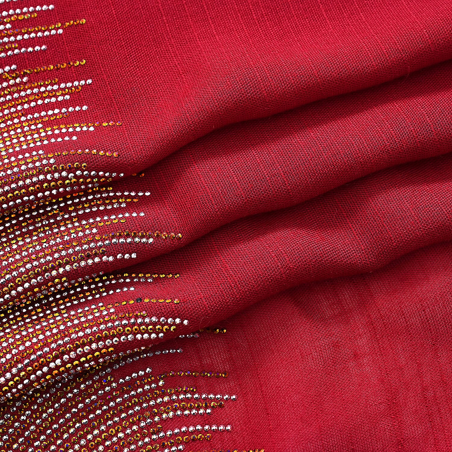 Limited Collection Sparkling Sequin Evening Shawl (70 x 180 cm) - Red