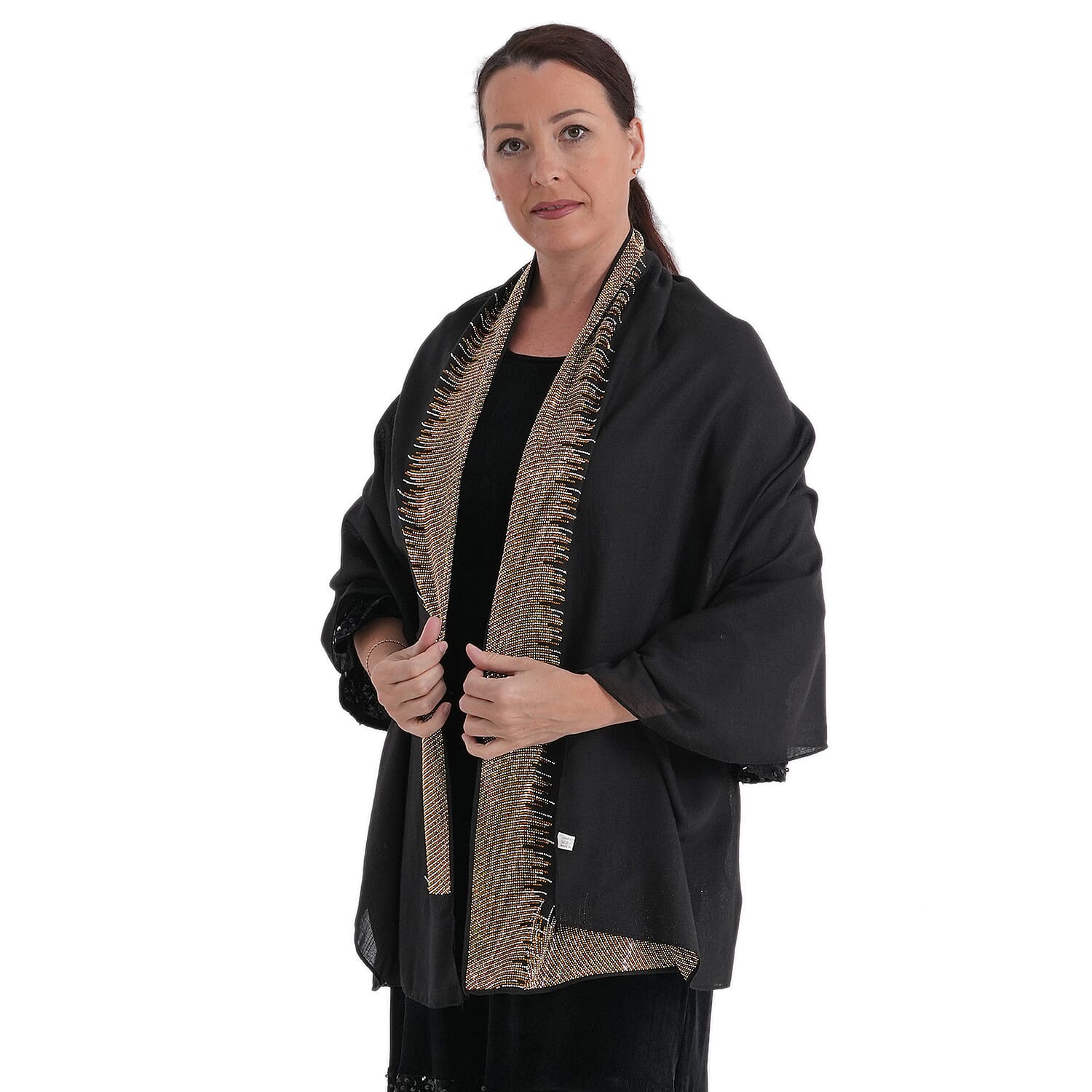 Limited Collection Sparkling Sequin Evening Shawl (70 x 180 cm) - Blue