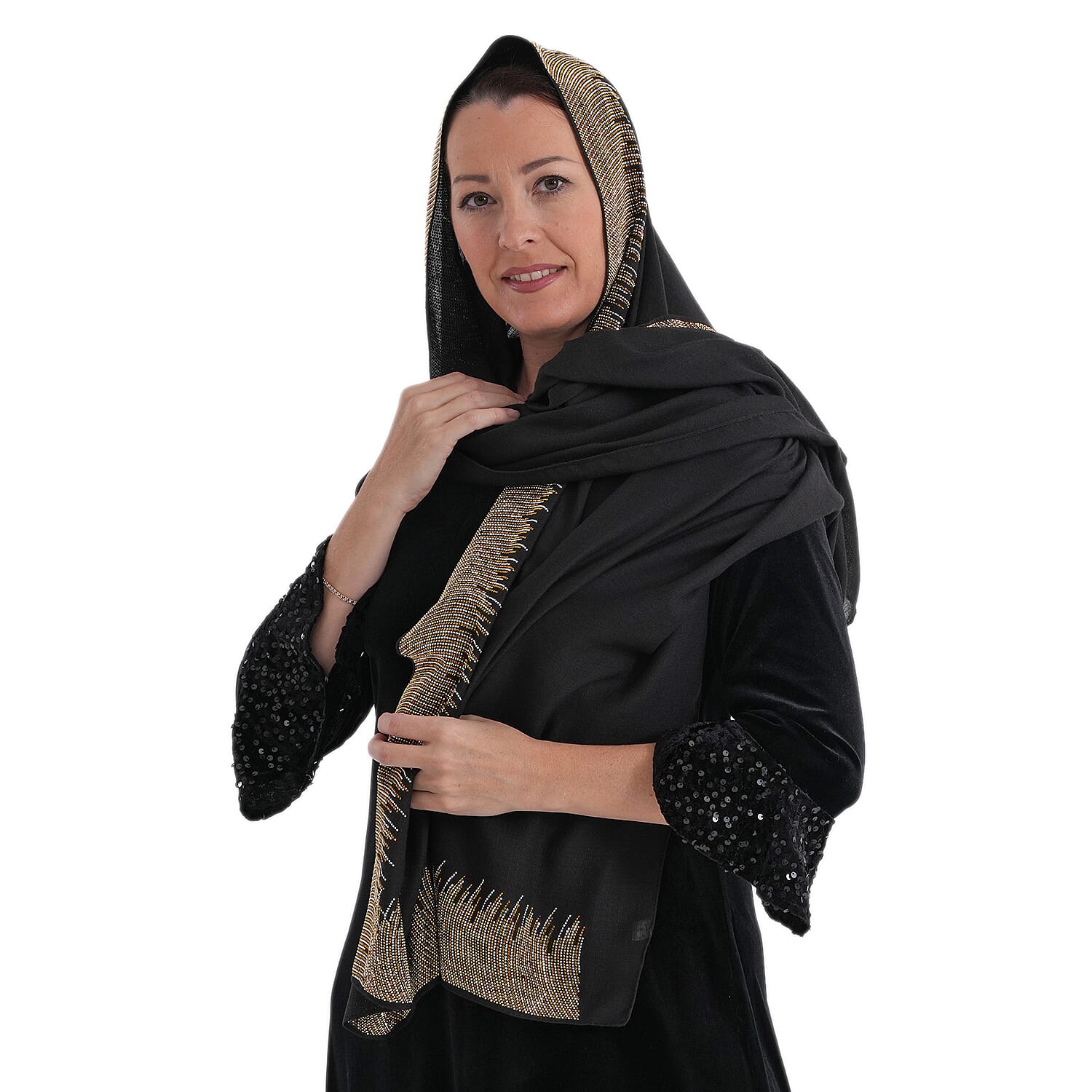 Limited Collection Sparkling Sequin Evening Shawl (70 x 180 cm) - Blue