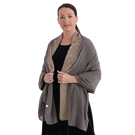 Limited Collection Sparkling Sequin Evening Shawl (70 x 180 cm) - Grey