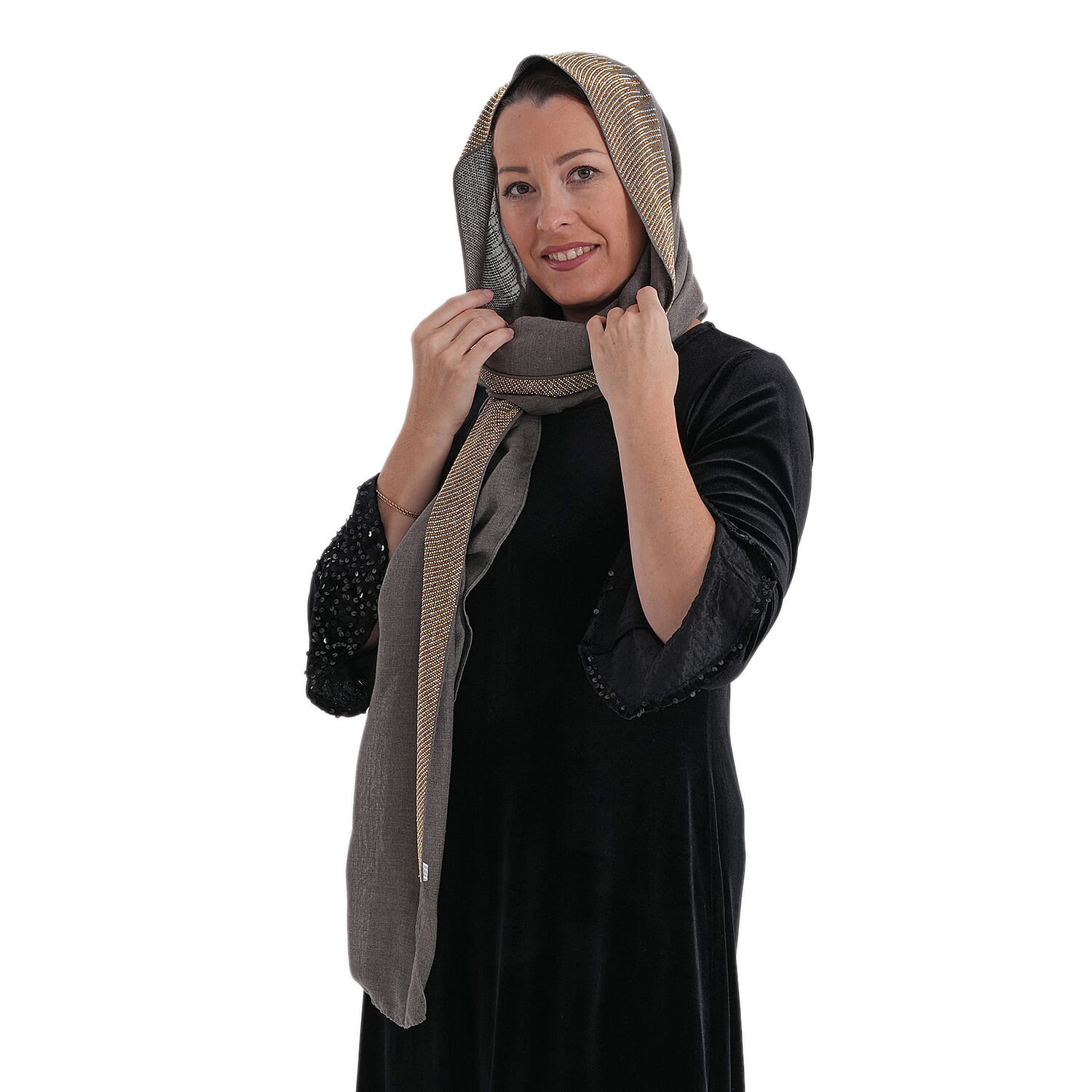 Limited Collection Sparkling Sequin Evening Shawl (70 x 180 cm) - Grey