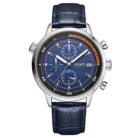 GAMAGES OF LONDON Avenger Mechanical Quartz Movement 3ATM Water Resistant Blue Oil Pressed Dial Mens Watch with Blue Leather Strap