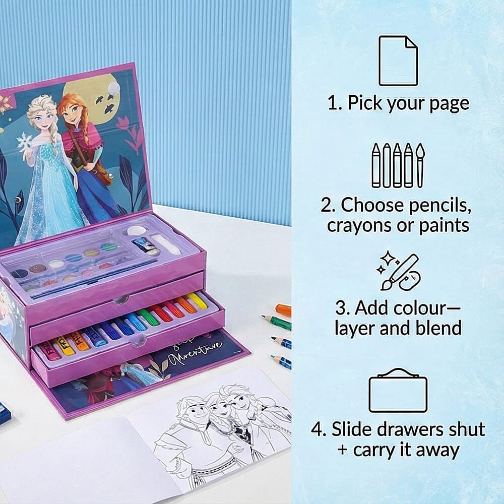 Frozen 52 Piece Coloring Set with Case and Drawers
