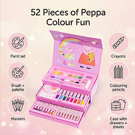 Peppa Pig 52 Piece Coloring Set with Case and Drawers
