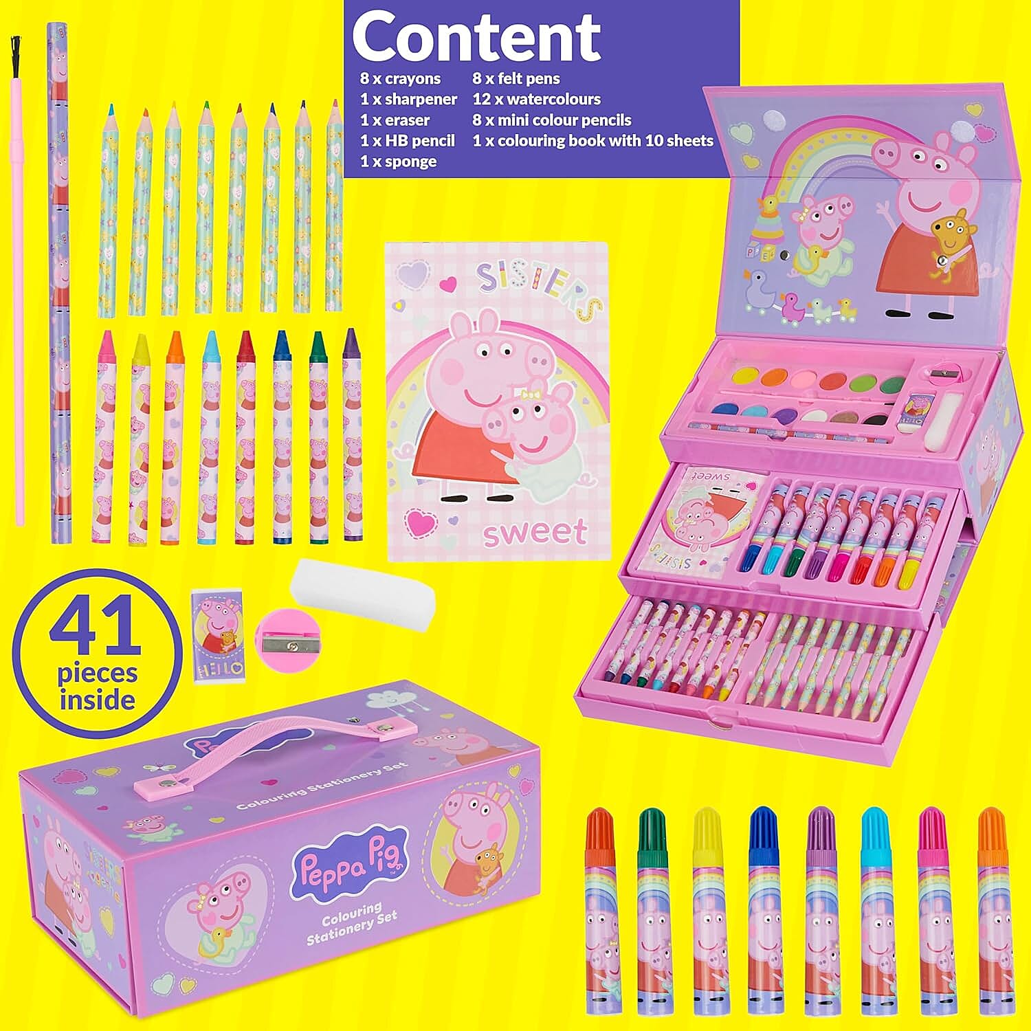 Peppa Pig 52 Piece Coloring Set with Case and Drawers