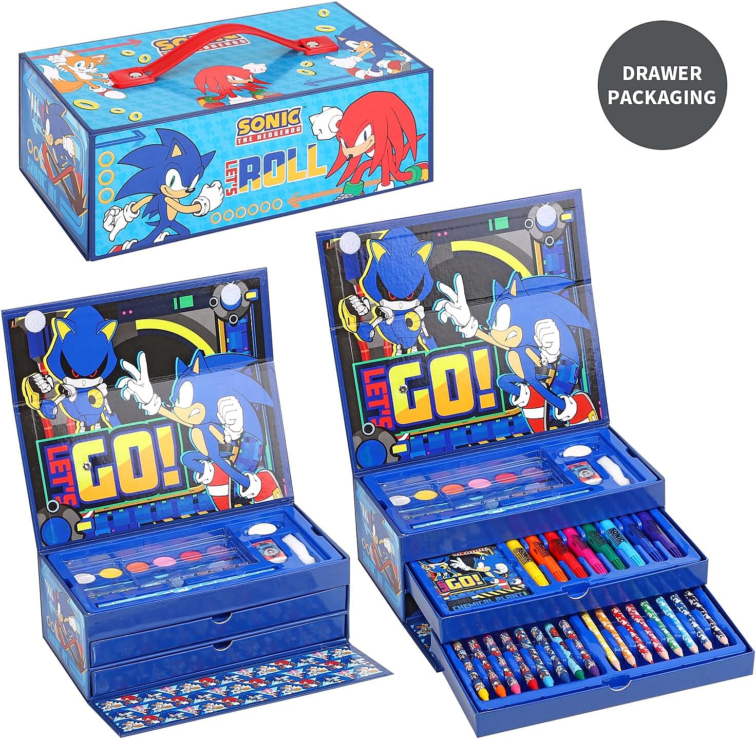 Sonic 52 Piece Coloring Set with Case and Drawers